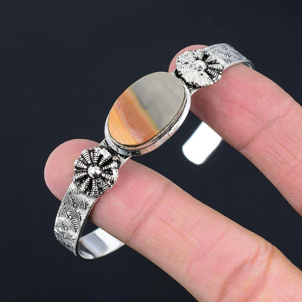 Распродажа ко Дню женщин Серебро 925 пробы Пейзажная яшма Камень День рождения Модный браслет Ювелирные изделия