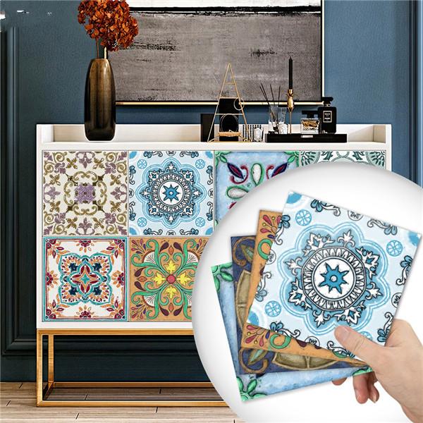 Водостойкие 3D наклейки на плитку с рисунком мандалы, самоклеящиеся настенные наклейки для мебели, обои для кухни и ванной комнаты