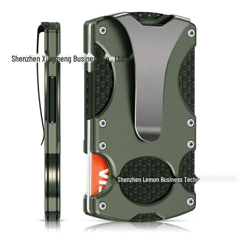 Тактический металлический кошелек с блокировкой RFID, держатель для карт из углеродного волокна