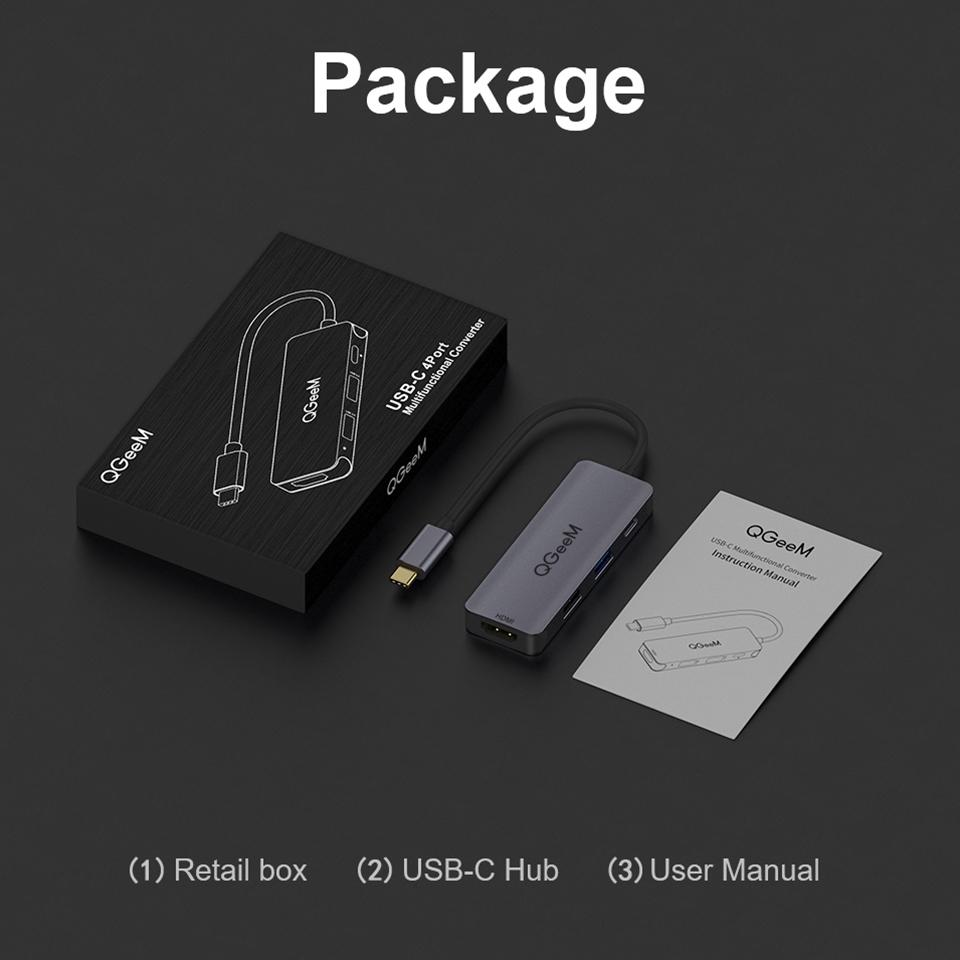 QGeeM USB C Hub для Macbook Pro Multi USB 3.1 Type C Hub 3.0 2.0 USB C HDMI адаптер PD Dock для Huawei Mate 20 Pro OTG Splitter