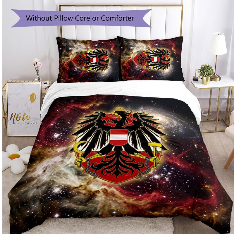 Austria Football Printed Bedding 3 Piece Set Cozy Breathable Bed Cover Set as Housewarming Holiday Gift