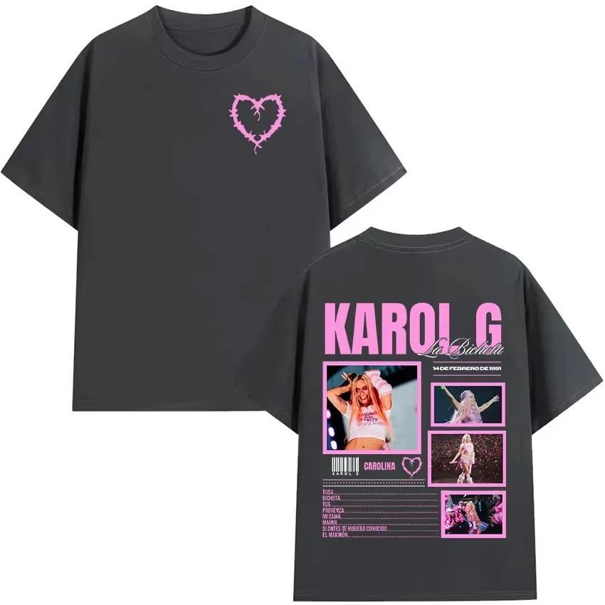 Singer KAROL G Tour 2026 Graphic T Shirt Unisex Retro Aesthetic Fashion Harajuku Cotton T-shirt Streetwear Oversized Tshirt