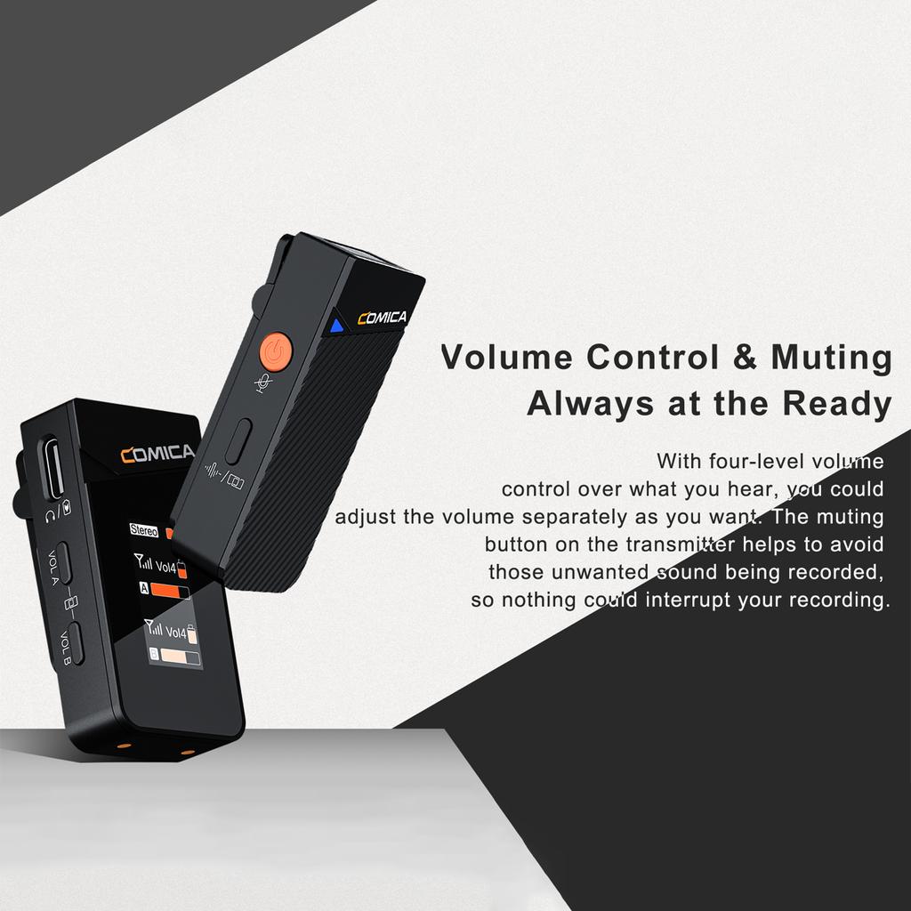 Беспроводная микрофонная система COMICA Vimo C2 с 1 приемником и 2 микрофонами, дальность передачи 200 м, 4