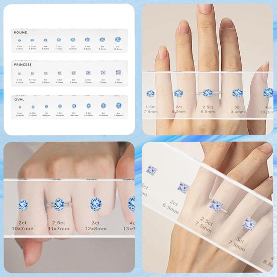 1/3Pcs Rhinestone Measuring Ruler Transparent Acrylic Round Oval Square Rhinestone Size Measurement Ruler Reference Template Jewelry Guide Ruler