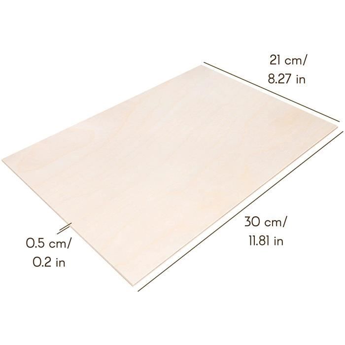 Contreplaqué CREATIVE DECO - Lot de 10 panneaux en bouleau 5mm - 30x21cm - Artisanal