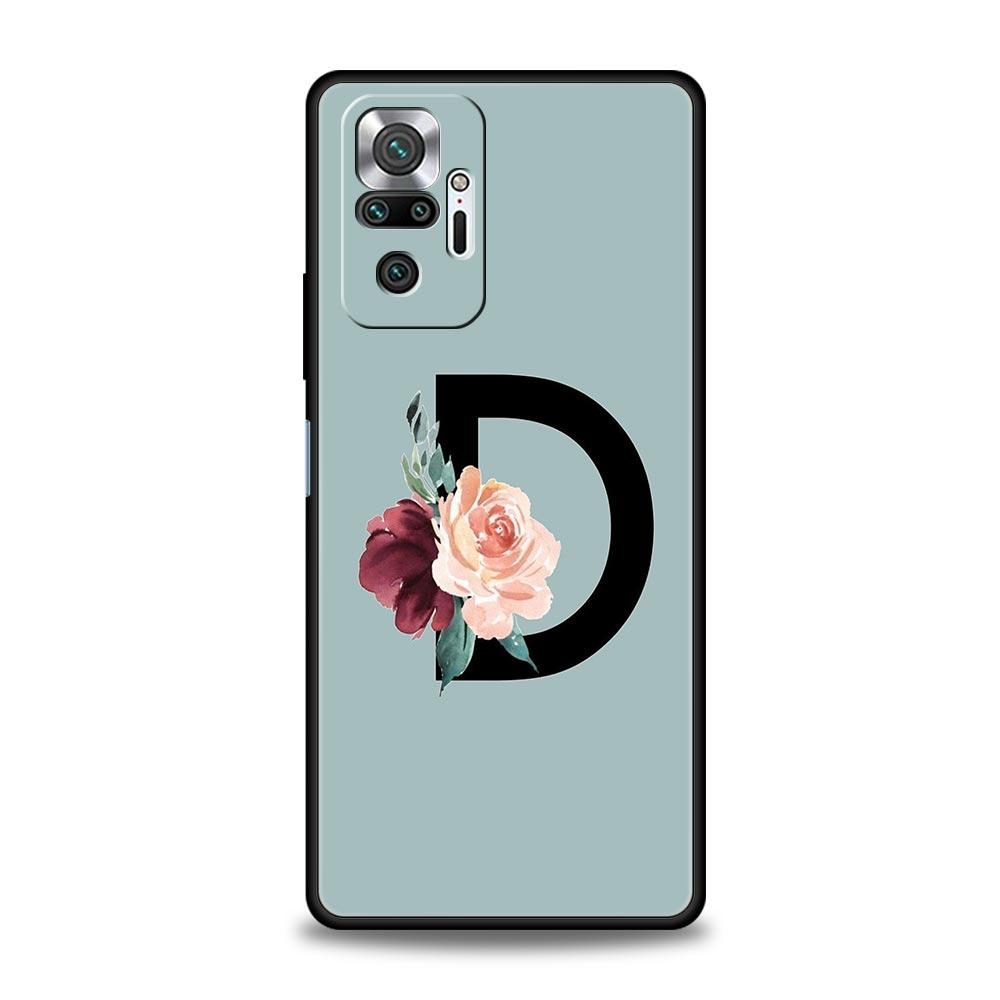 Чехол для телефона с цветочными буквами S для Xiaomi Redmi Note 13 12 5G 9S 9 8 10 11 Pro 4G 9T 13C 12C 10C 9C 9A 7 Pro, мягкий силиконовый чехол