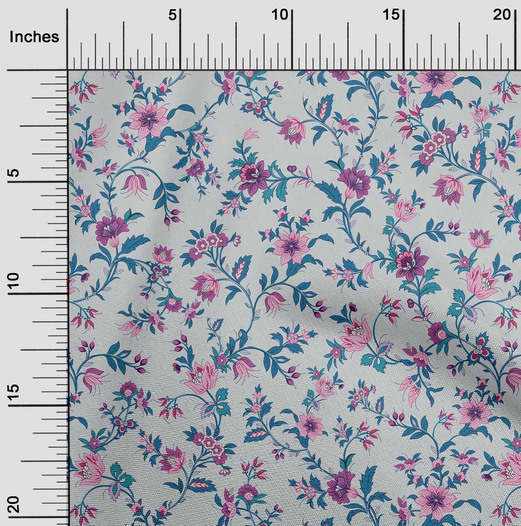 oneOone Ткань Cotton Flex Light Grey, якобинский цветочный швейный материал, принт, ткань, по ярдам, 40 дюймов