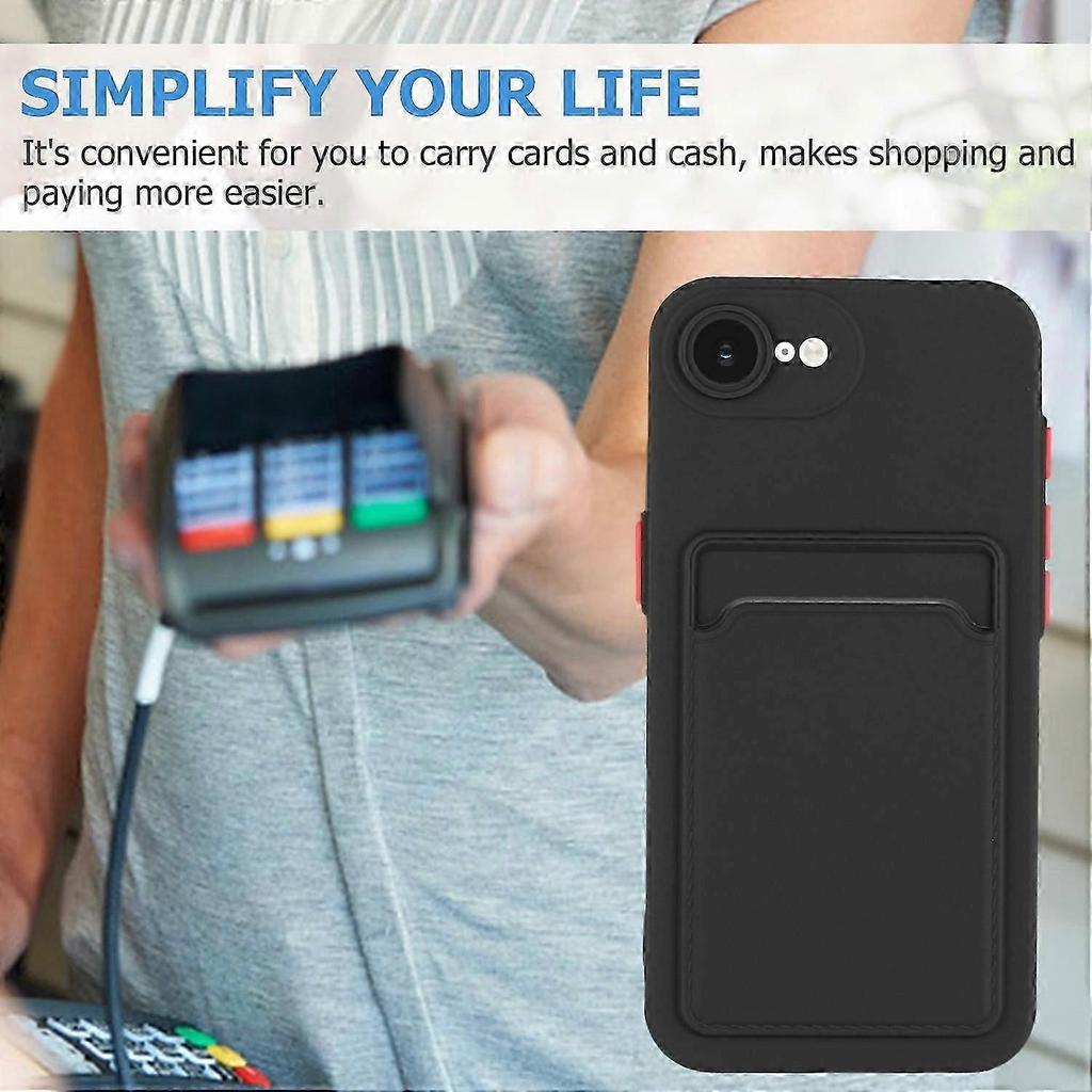For iPhone 16e Case with Card Slot, Matte Anti-Fingerprint Back Cover, Slim Protective Phone Case