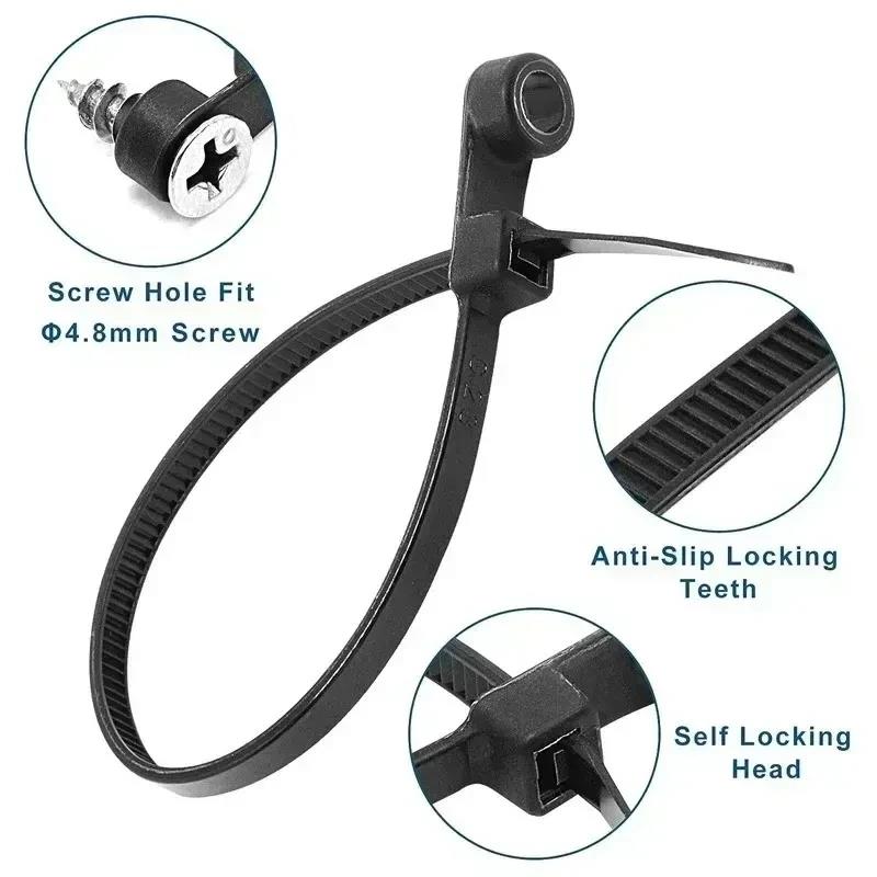 Heavy-Duty Nylon Screw Hole Cable Ties-Adjustable Self-Locking Straps for DIY & Industrial Fastening,Multipurpose Cord Organizer