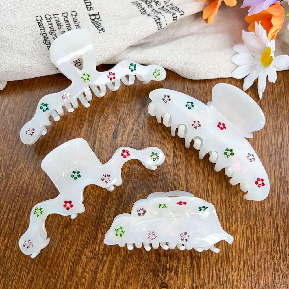 Hair Clip Mermaid Color Hair Claw Korean Style Acetic Acid Shark Clip Rhinestone Hair Claw  Travel
