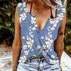 Women Tanks Sexy V Neck Sleeveless Summer Tops Vest 3D Cute Little Flower Print Cool Lightweight Tops