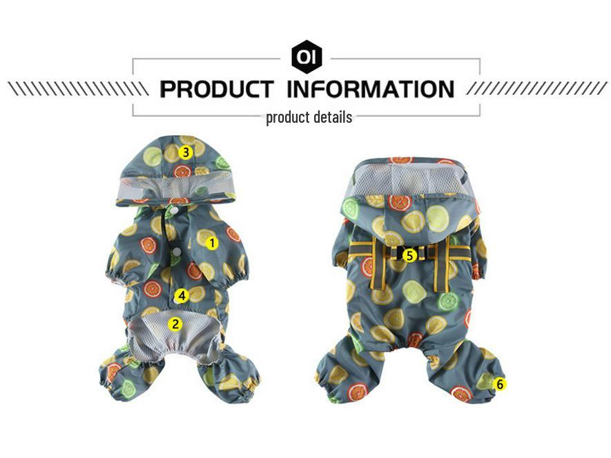 Universal Dog Raincoat with Foot Covers & Leash Access, Animal Design & Belly Wrap - Fits Small To Large Breeds