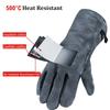 Перчатки extreme fire and heat resistant кожаные перчатки с алюминиевой фольгой изолированные подходят для барбекю, аргонодуговой сварки, MIG