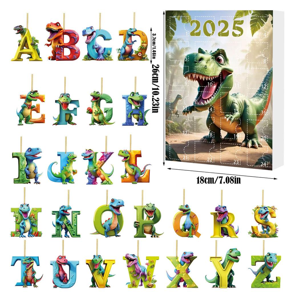 Christmas Dinosaur Letter Ornaments With Countdown Calendar For Holiday Decor And Gift Giving