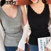 Хлопковая нить с v-образным вырезом, жилет на подтяжках, весенне-летняя кружевная пикантная женская универсальная однотонная майка