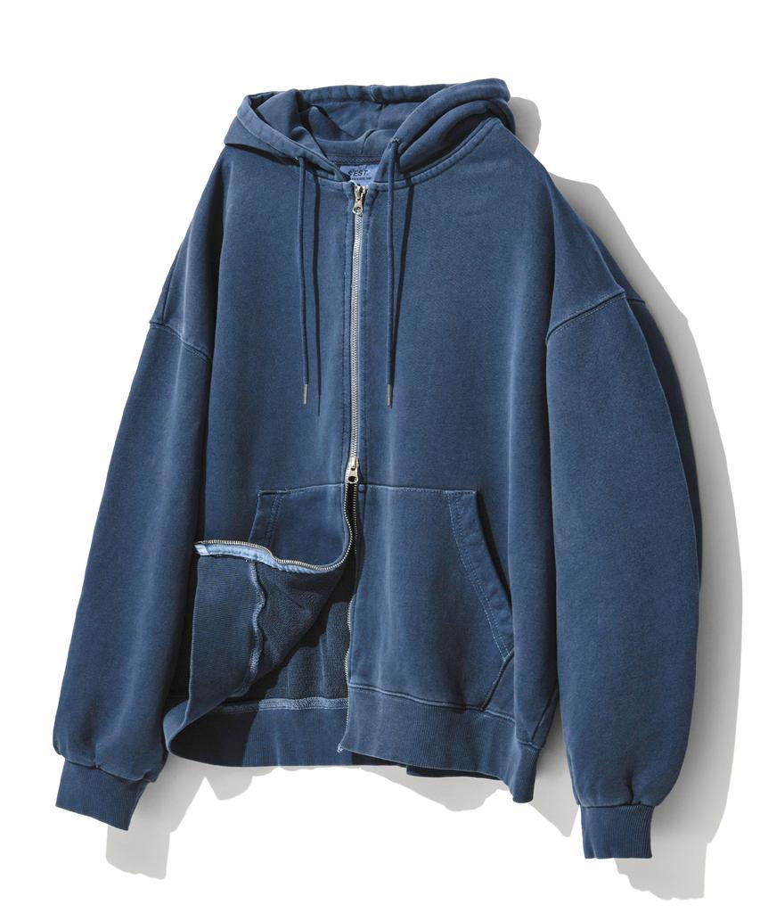 Худи на молнии S'Est Pigment Washed - Синий