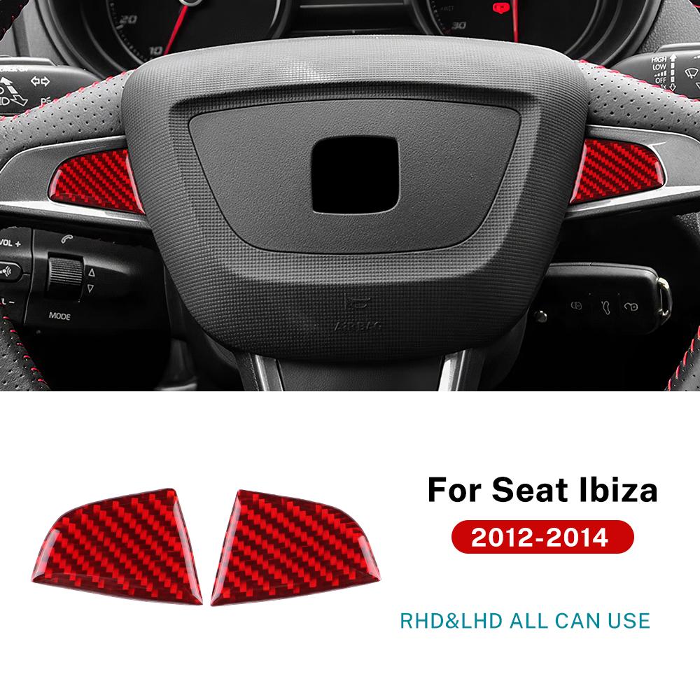 Real Soft Carbon Fiber Sticker For Seat Ibiza 6j 2012 2013 2014 LHD RHD Car Steering Wheel Center Bottom Frame Interior Trim