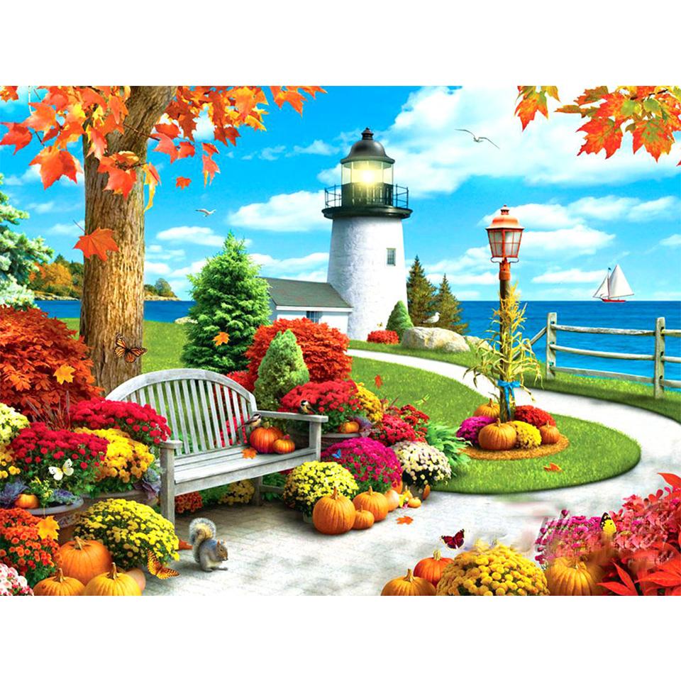 5D DIY алмазная живопись пейзаж замок полный круглый горный хрусталь вышивка крестиком комплект мозаика картина украшение дома подарок