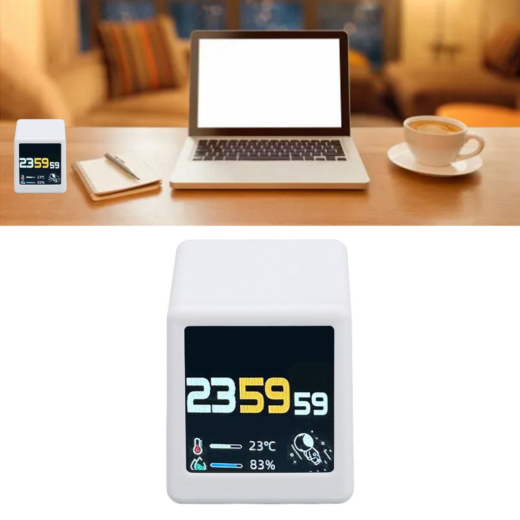 WiFi Часы для Декора Стола, Цифровые Часы, Погода, Биржевой Тикер, Слайд-шоу Фотографий, Многофункциональные Сенсорные Часы с Термометром Погоды, Простое Управление