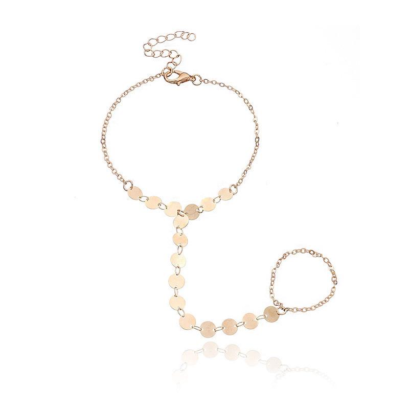 Европейский Креативный Браслет-Раб с Кристаллами и Цирконием: Женская квадратная цепочка с бусинами и соединением для пальца