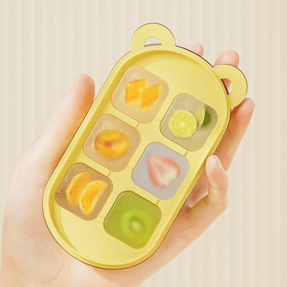 with Cover Little Bear Ice Grid Food Grade Press Ice Cube Box Silicone Ice Cube Mold  Summer