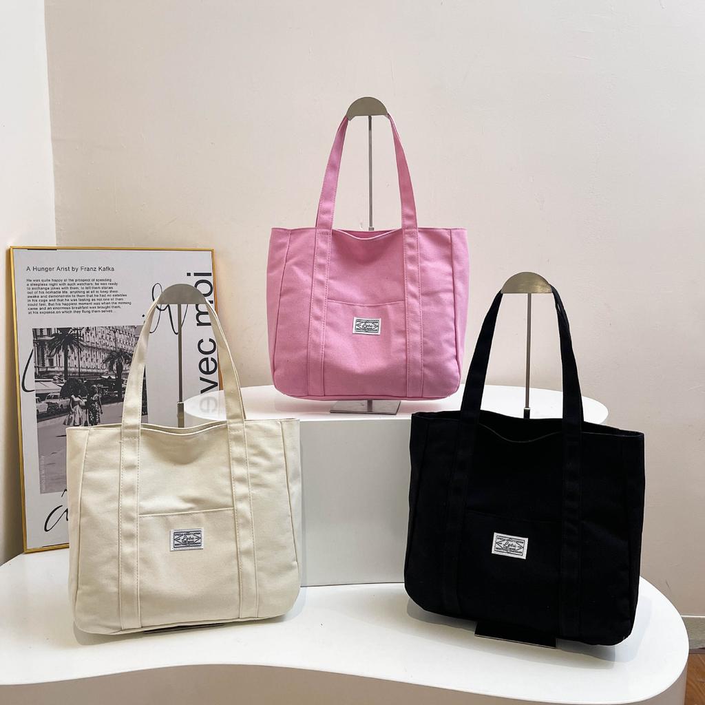 Модная холщовая сумка-тоут большой вместимости 2025 новая сумка через плечо для занятий для студента колледжа ручная сумка для поездок на работу сумочка