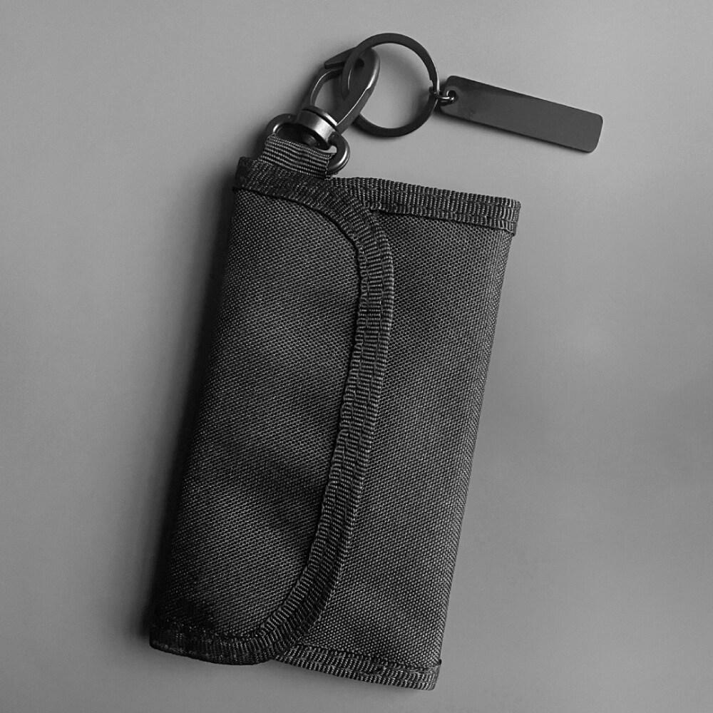 Black Three Fold Wallet Multiple Card Slots Nylon Outdoor Sport ID Holder Slim Pocket Hanging Pouches