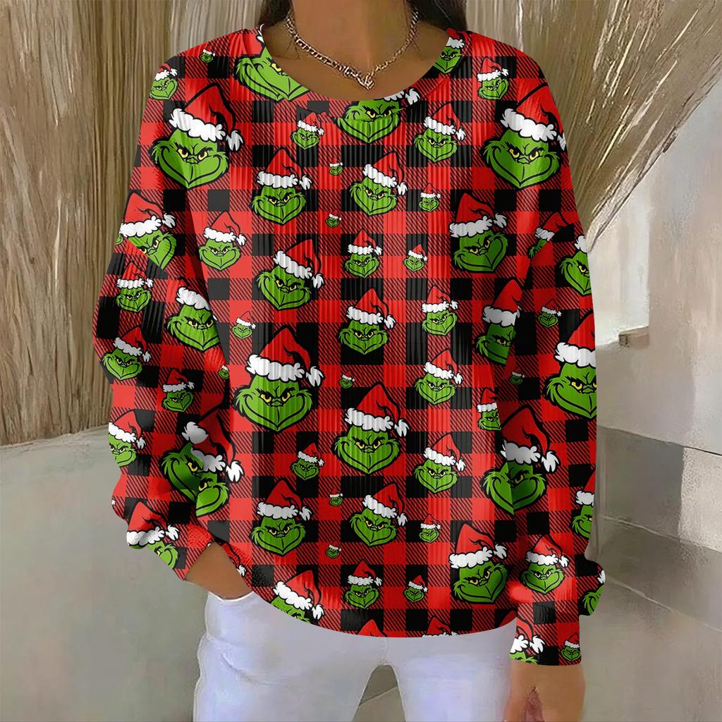 Women's Loose Comfortable Casual And Fashionable Round Neck Pattern Long Sleeved Sweatshirt