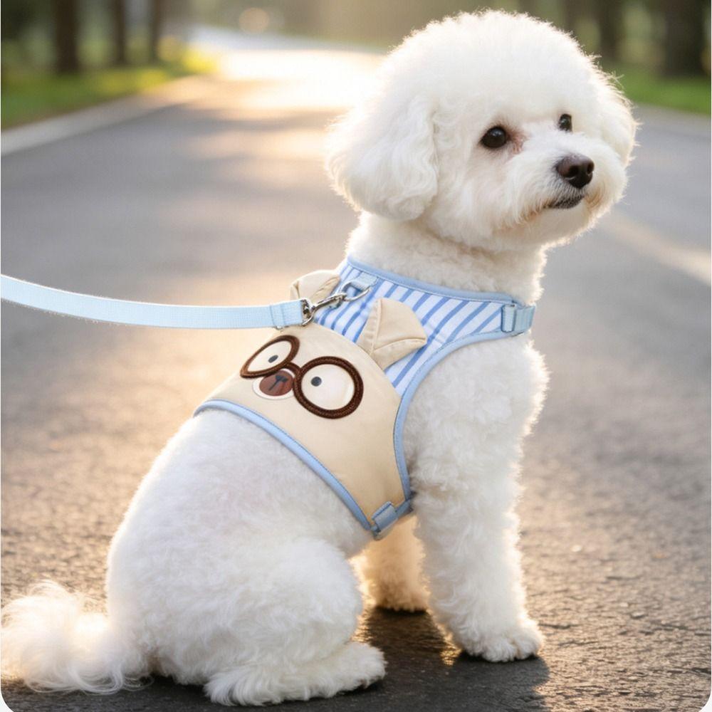 Wear-resistant Dog Harness and Leash Set Cartoon Design Pet Chest Strap Set Small Dog