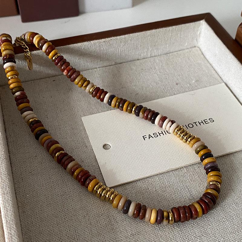 Натуральный пресноводный жемчуг и тигровый глаз богемное ожерелье - осенне-зимняя французская ретро ключичная цепочка для женщин