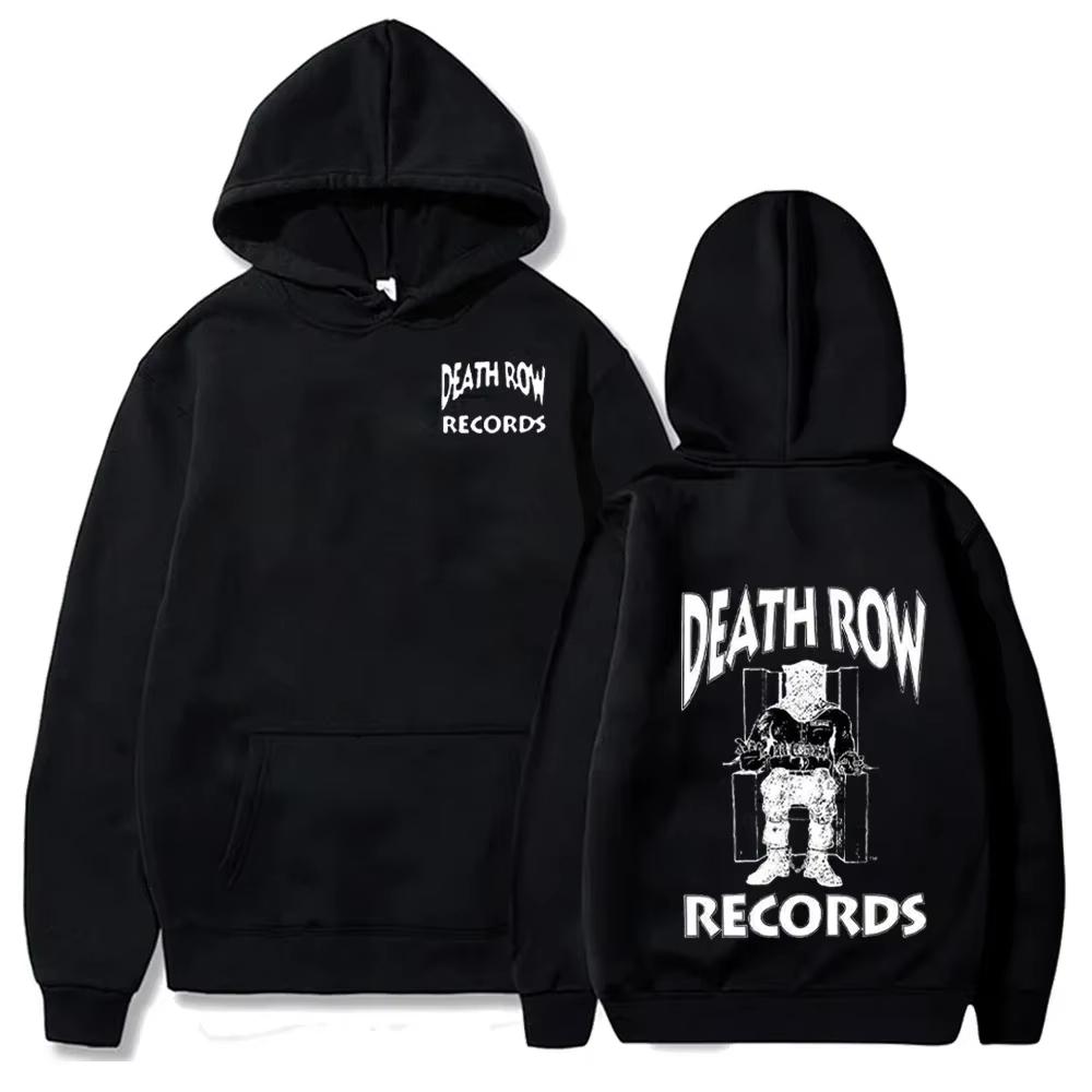 Death Row Records Poster Graphic Print Hoodie Men Women Streetwear Hip Hop Fashion Sweatshirt Oversized Demons Skeleton Brothers in Arms Pullover
