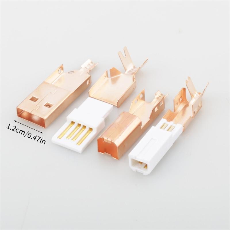 1Set Rose Gold USB A and B Jacks Connectors Supporting USB2.0 480Mbps Transfer for High Fidelities Sound Applications
