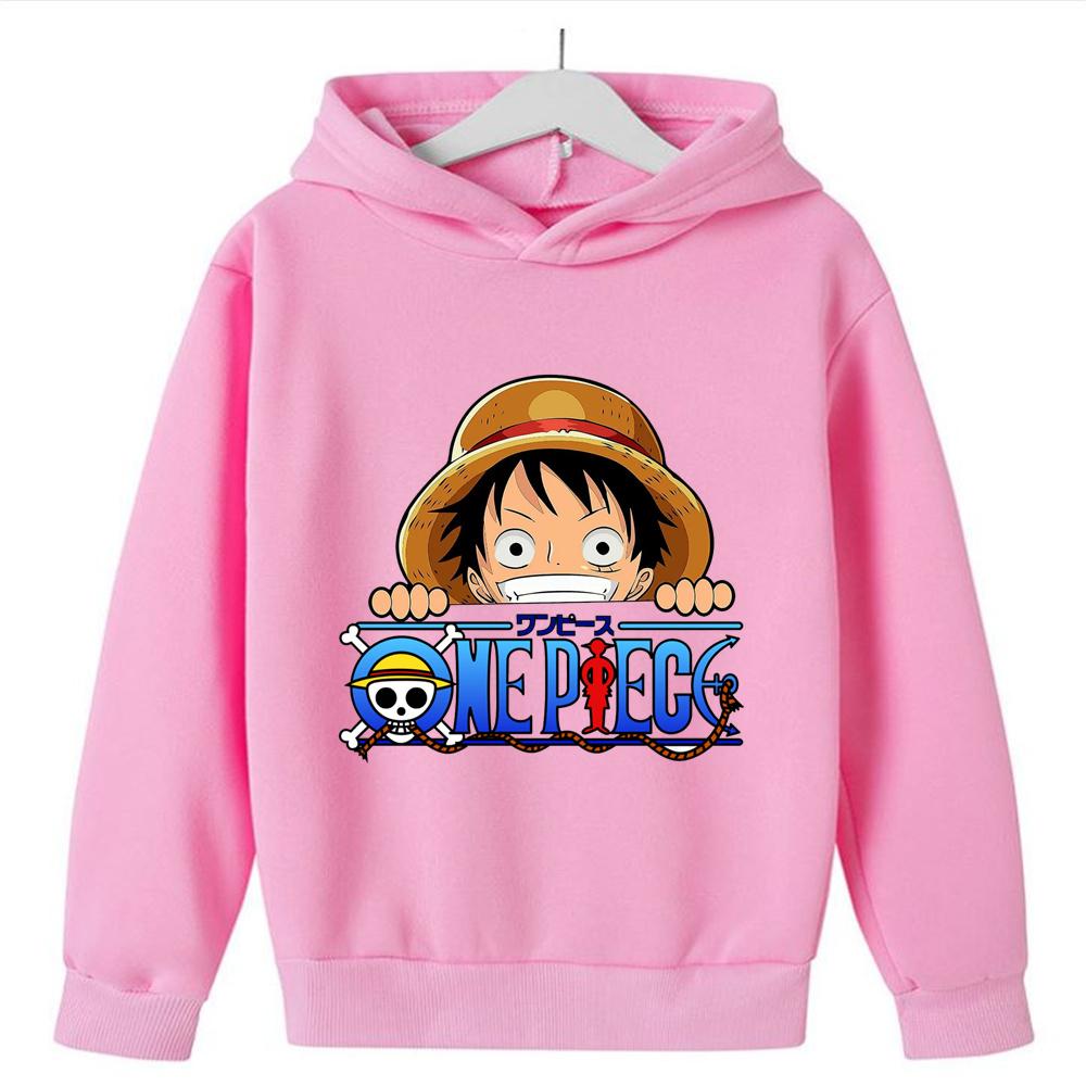 Anime One Piece Hoodies Luffy Casual Ace Law Roronoa Zoro Luffy Streetwear Kids Boys Sweatshirts Pullover Hooded Fashion Costume