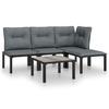 5 Piece Garden Lounge Set in Black and Grey Poly Rattan