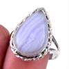 Natural Blue Lace Agate Gemstone 925 Solid Sterling Silver Gift Ring S.10 K6F25