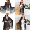 Elegant Women Shawl Wrap for Evening Dress Lightweight Scarf Malaysia Solid Color Hollowed Tassel Long Cape Shawl