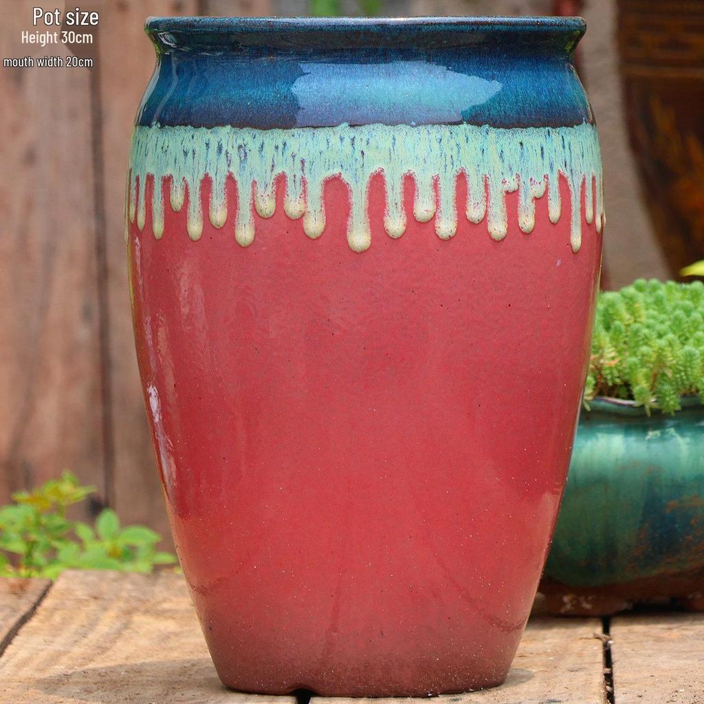 Большой керамический горшок ручной работы для суккулентов и орхидей - Дышащий, Грубозернистый глиняный горшок для бонсай