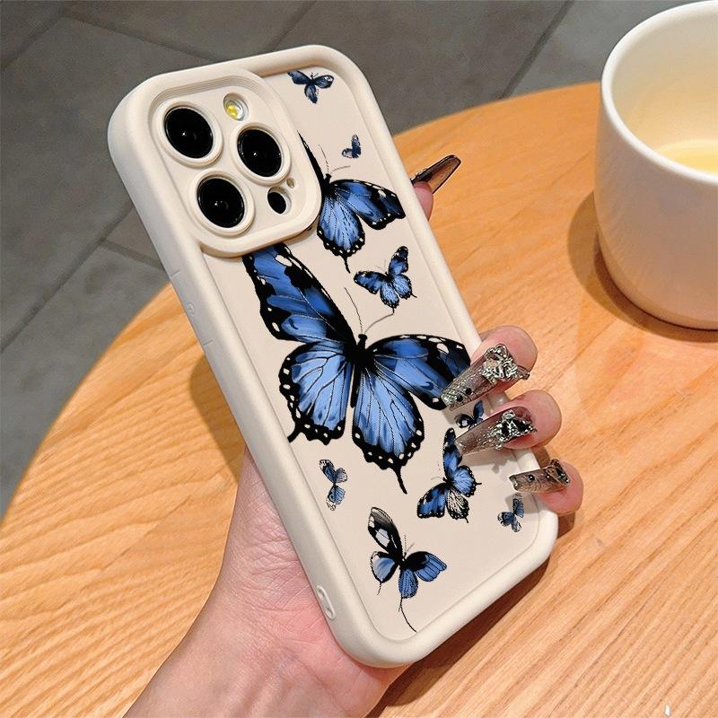 Синий бабочка iPhone15promax чехол для мобильного телефона 11 premium xs Apple 13/14pro все включено 12 мягкий чехол 78