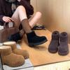 Snow Boots Thick-soled Big Head Ugly Cute Women's Short Boots Thickened Short Cotton Shoes Piled One Pedal Fluffy Boots Tide