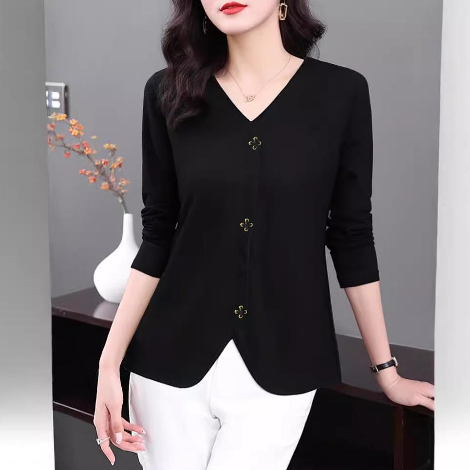 Футболка большого размера с длинными рукавами для женщин, женская осенняя тонкая свободная внутренняя рубашка, новая модная, замедляющая старение, утягивающая футболка