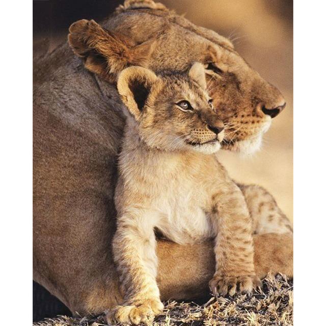 5D Алмазная картина Лев Мать и сын Набор для вышивки крестом Ручная алмазная вышивка Горный хрусталь