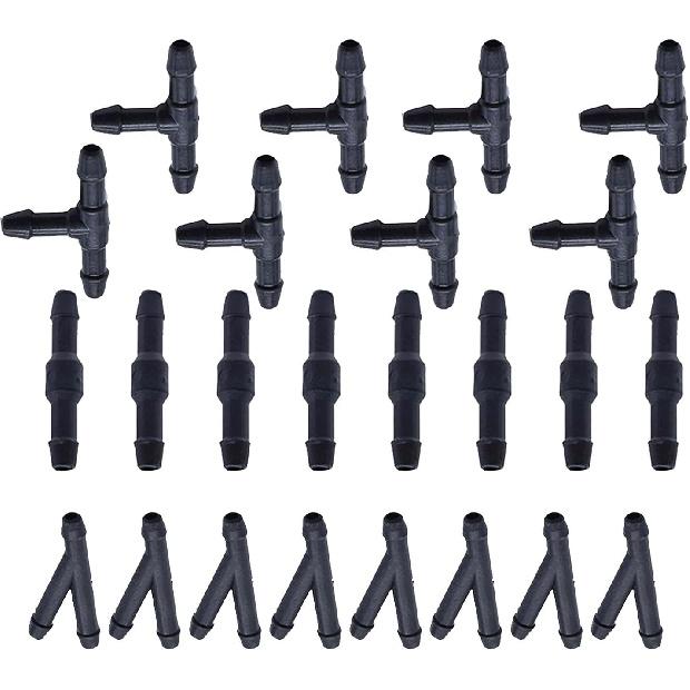 24Pcs Windshield Washer Hose Connector Kit, 3-way(T-type) 3-way(Y-type)2-way (I-type) fit for Automotive Car Motorcycle Truck and Most Car Windshield