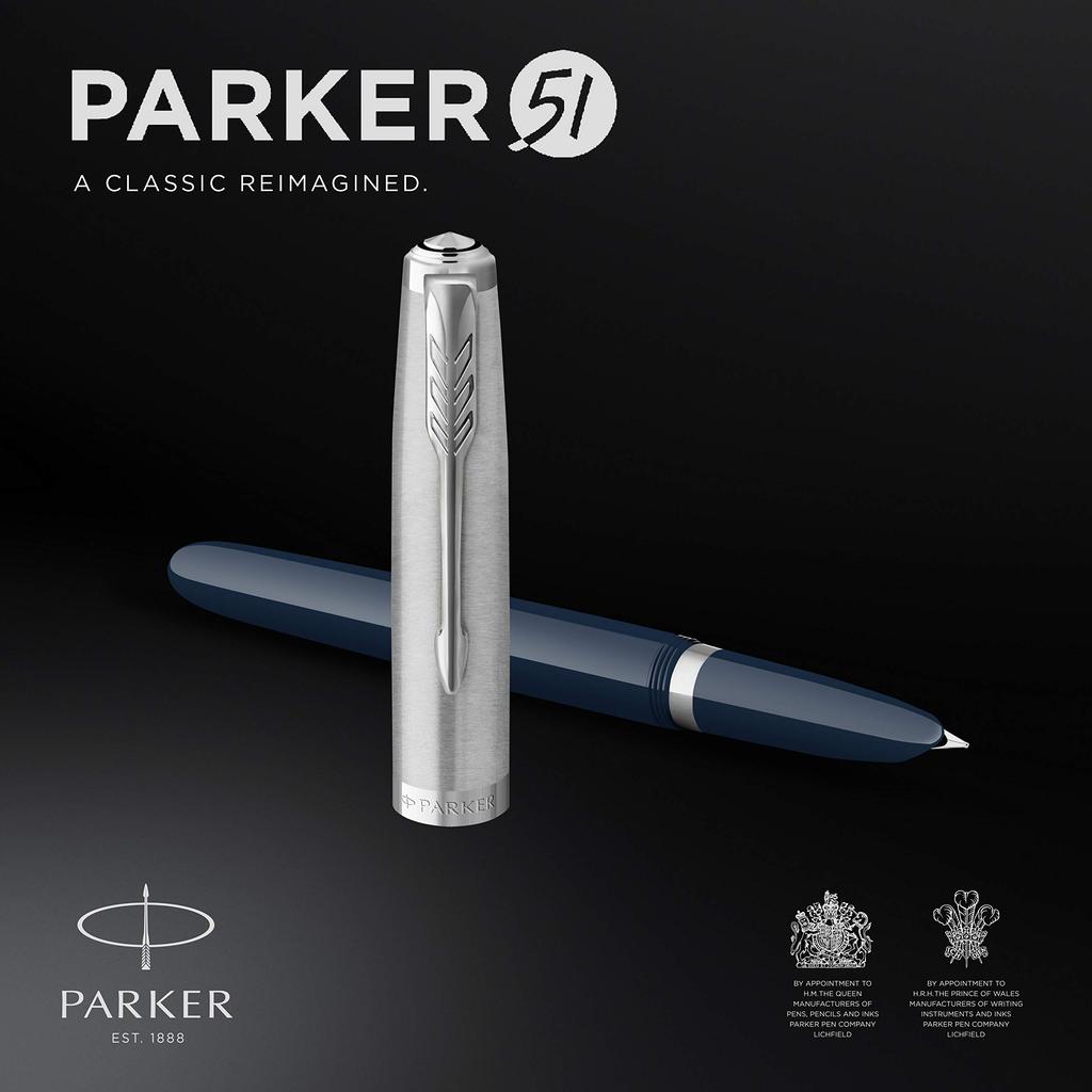 Перьевая ручка PARKER 51 Midnight Blue CT Fine Point в подарочной коробке, подлинный импортный продукт 2123504Z