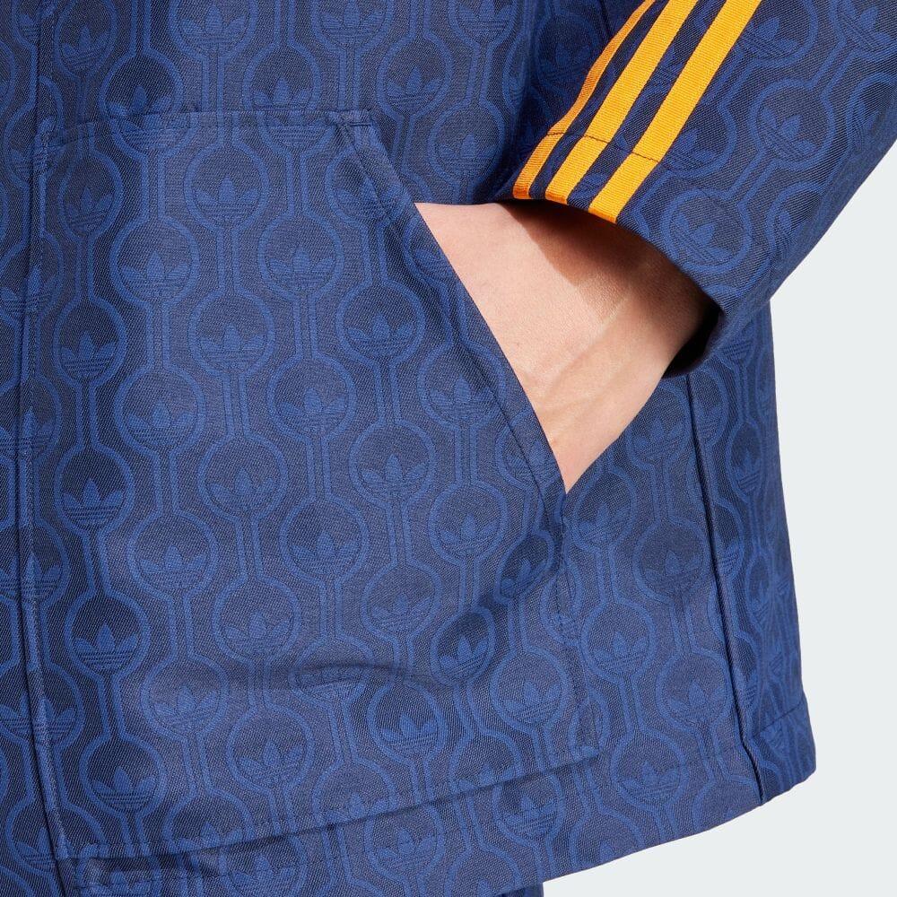 adidas Оригинальная мужская куртка-поло в стиле 70-х годов с модным принтом и длинными рукавами в американском стиле в полоску, ночная куртка-индиго JN5959