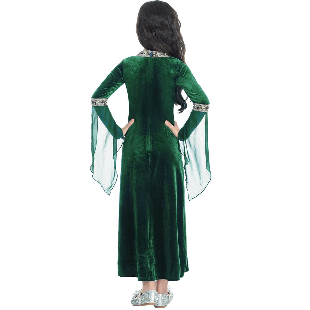 Детское винтажное платье эпохи Возрождения для девочек, готический средневековый костюм, платья макси, костюм для косплея на Хэллоуин