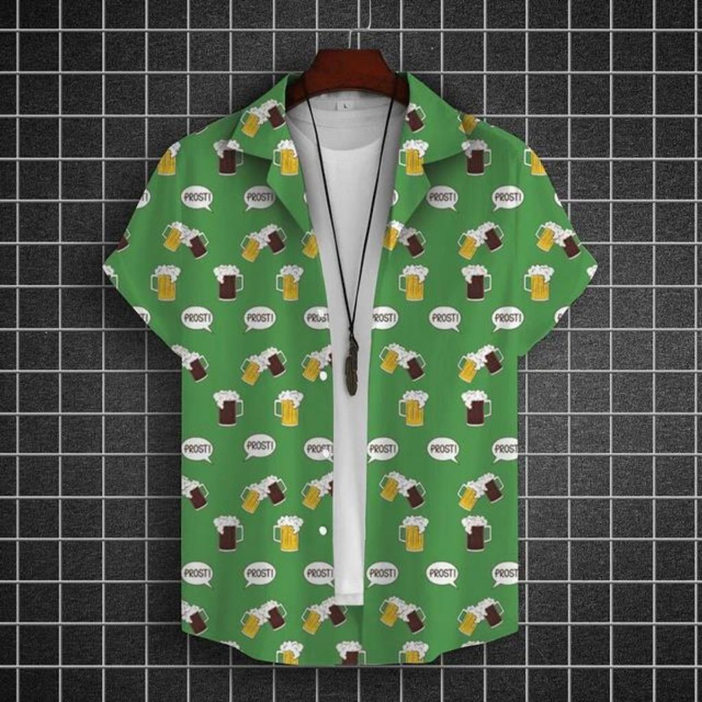 Рубашка с принтом пива для мужчин, 3D рубашки с коротким рукавом, футболки для вечеринок, летние повседневные топы, свободная одежда больших размеров