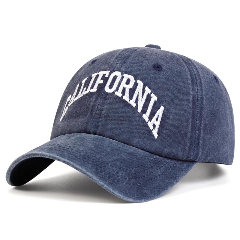 Унисекс БЕЙСБОЛКИ с вышивкой букв CALIFORNIA, стираные, весна-осень, регулируемые, для улицы, повседневные, солнцезащитные, спортивные