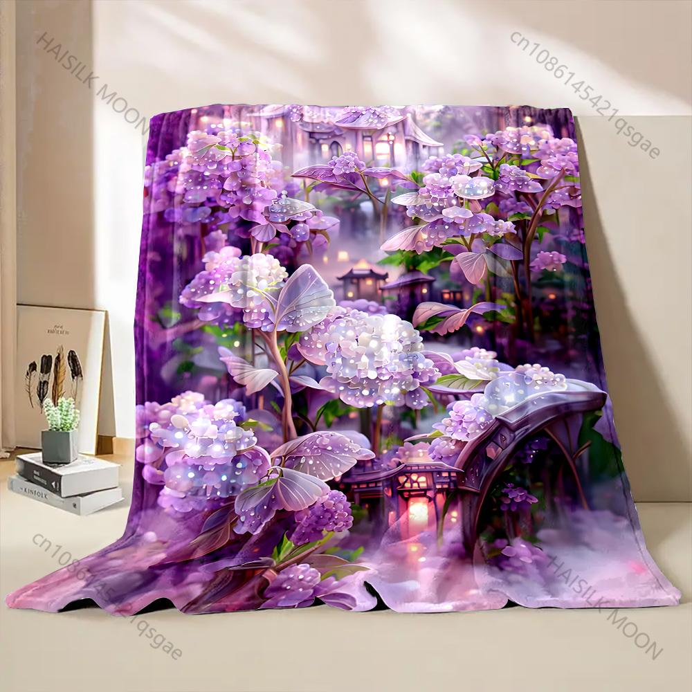 6 Styles Purple Dream Garden Print Blanket Warm Comfortable Blanket for Adults and Kids Luxury for Gifts All Seasons