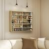 5-Tier Adjustable Wooden Notice Board with Glass Doors. Wood Color. 80x9.5x60cm