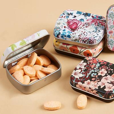 Мини-жестяная коробка с крышкой, портативная цветная герметичная банка, прямоугольные жестяные футляры, контейнер для хранения конфет, таблеток, ювелирных изделий, банки